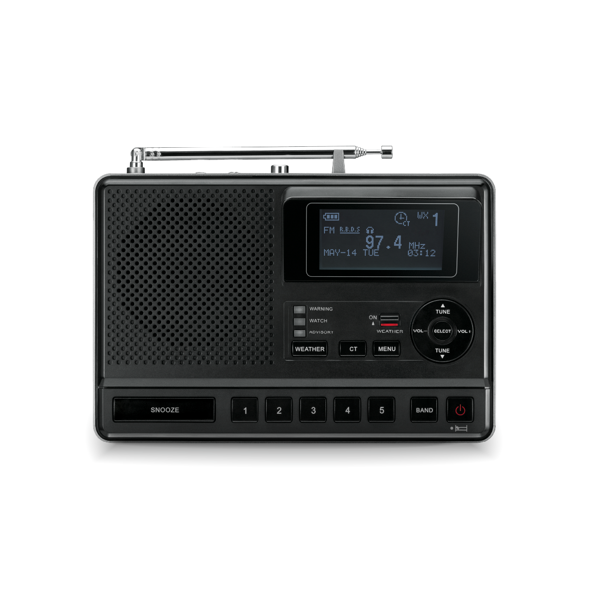 S.A.M.E. Weather Hazard Alert Radio w/ AM/FM Clock • Public Alert Radio • NOAA