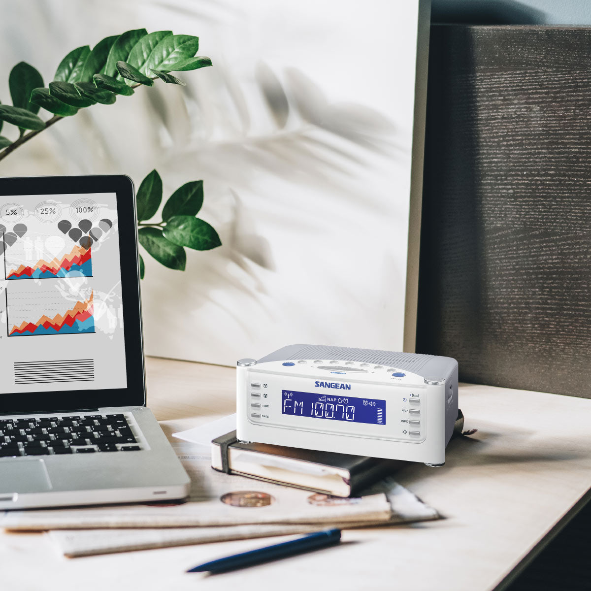 Sangean-FM-RDS (RBDS) / AM / Aux-in Tuning Clock Radio with Radio Controlled Clock