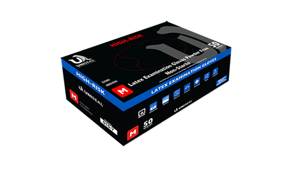 UniSeal High-Risk Powder-Free Latex Gloves - 15 MIL - NFPA 2018 Certified - Box