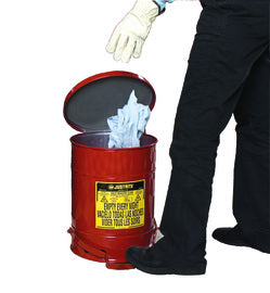 Justrite® 6 Gallon Red Galvanized Steel Oily Waste Can