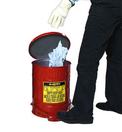 Justrite® 14 Gallon Red Galvanized Steel Oily Waste Can