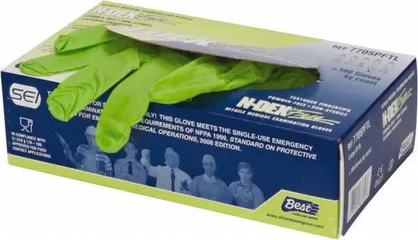 Best Hi-Viz Green N-DEX Free Nitrile Gloves, Powder-free - Case
