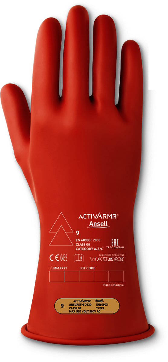 Ansell Red ActivArmr® Latex Rubber Class 00 Linesmen Gloves