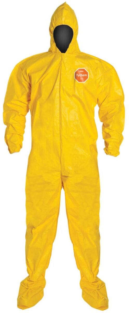 DuPont Yellow Tychem® 2000 10 mil Chemical Protective Coveralls (With Hood, Elastic Wrists And Attached Socks)