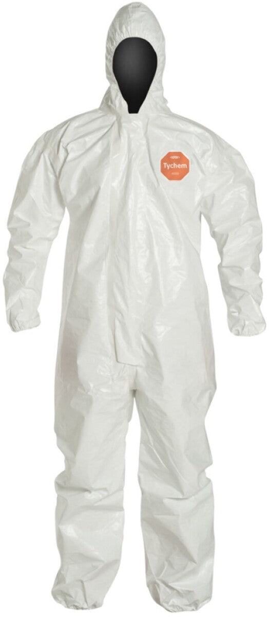 DuPont White Tychem® 4000 12 mil Chemical Protective Coveralls (With Hood, Elastic Wrists And Ankles) 6 Case