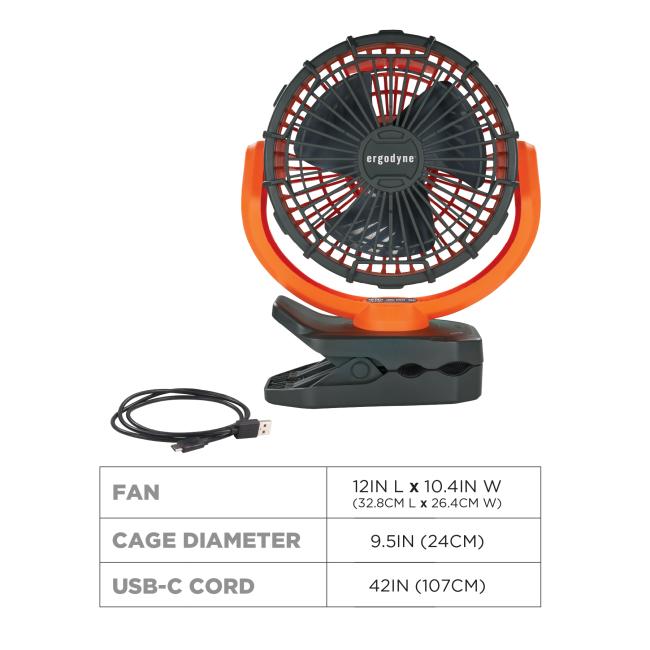 Ergodyne - Chill-Its 6090 Rechargeable Portable Jobsite Fan