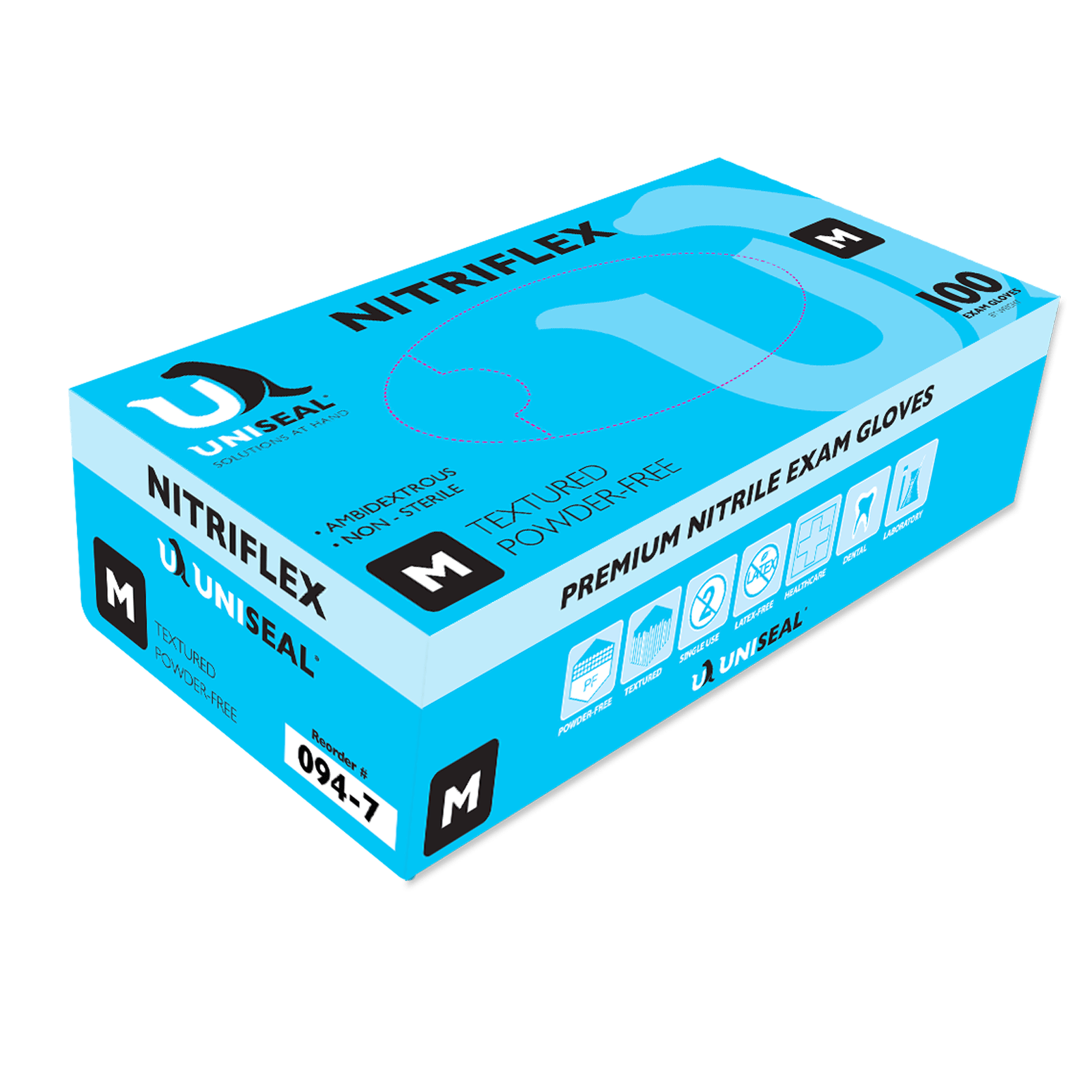 Uniseal-Nitrile Exam Gloves - Nitrile Powder-Free (CASE) 5MIL
