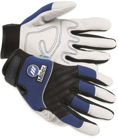 Miller® Black And Blue MetalWorker Leather Full Finger Mechanics Gloves With Neoprene And Velcro® Cuff