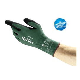 Ansell Green HyFlex 11-842 Recycled Nylon And Spandex Full Finger Industrial/Mechanical Gloves With Knitwrist Cuff