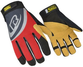 Ansell Black, Yellow And Red Ringers® R355 Synthetic Leather, Foam And Synthetic Fiber Full Finger Mechanics Gloves