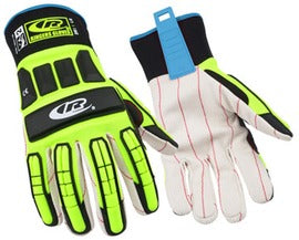 Ansell White, Green And Black Ringers® R261 Cotton And TPR Full Finger Impact Resistant Gloves With Extended Neoprene Cuff