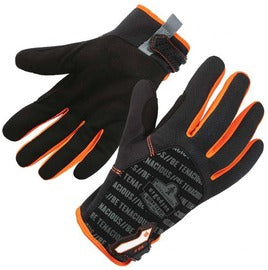Ergodyne Black ProFlex® 812 Synthetic Leather Full Finger Mechanics Gloves With Hook And Loop Cuff