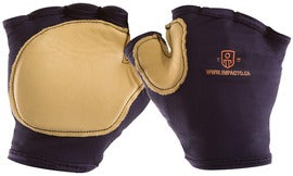 IMPACTO® Blue And Yellow Grain Leather/VEP/Nylon Fingerless Impact Resistant Gloves With Slip-On Cuff