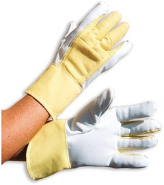 IMPACTO® X-Large Yellow And Gray Leather/Kevlar Fleece/Kevlar Twill/Polycotton/Air Bladder Full finger Anti-Vibration Gloves With Kevlar Cuff