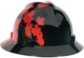 MSA Black V-Gard® Plastic Full Brim Hard Hat With Ratchet/4 Point Ratchet Suspension