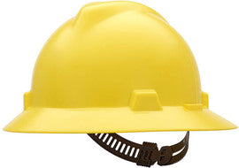 MSA V-Gard® Polyethylene Full Brim Hard Hat With Pinlock/4 Point Pinlock Suspension