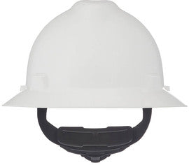 MSA V-Gard® Polyethylene Full Brim Hard Hat With Ratchet/4 Point Ratchet Suspension