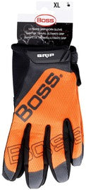 Protective Industrial Products Hi-Vis Orange Boss® Grip Synthetic Leather, Spandex And Silicone Full Finger Mechanics Gloves With Hook and Loop Cuff
