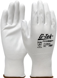 Protective Industrial Products G-Tek® PosiGrip® 13 Gauge White Polyurethane Palm And Fingers Coated Work Gloves With White Nylon Liner And Knit Wrist Cuff