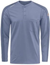 Bulwark® X-Large Long Light Blue Cotton/Spandex Knit Henley Flame Resistant Shirt With Button Closure