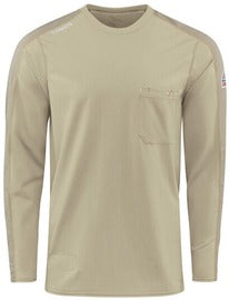 Bulwark® Small Regular Khaki Cotton/Spandex Knit Flame Resistant T-Shirt