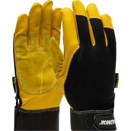 RADNOR™ Cowhide/Goatskin And Spandex Full Finger Mechanics Gloves With Hook And Loop Cuff
