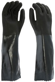 RADNOR™ Black Interlock Lined Supported PVC Chemical Resistant Gloves With Sandpaper Finish