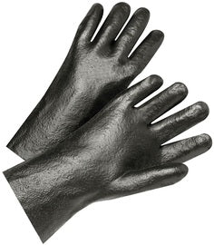 RADNOR™ Large 12" Black Interlock Lined Supported PVC Chemical Resistant Gloves With Rough Finish, Pair