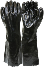RADNOR™ Large 18" Black Interlock Lined Supported PVC Chemical Resistant Gloves With Smooth Finish