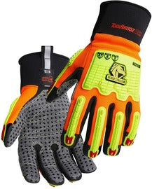Black Stallion® Orange And Black ToolHandz® MAX Synthetic Leather Full Finger Cut Resistant Mechanics Gloves With Short Cuff