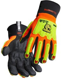 Black Stallion® Orange And Black ToolHandz® MAX Synthetic Leather Full Finger Cut Resistant Mechanics Gloves With Short Cuff