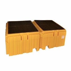 UltraTech 124 1/2" X 61 5/8" X 22" Ultra-Twin IBC Yellow Polyethylene Spill Pallet Without Drain
