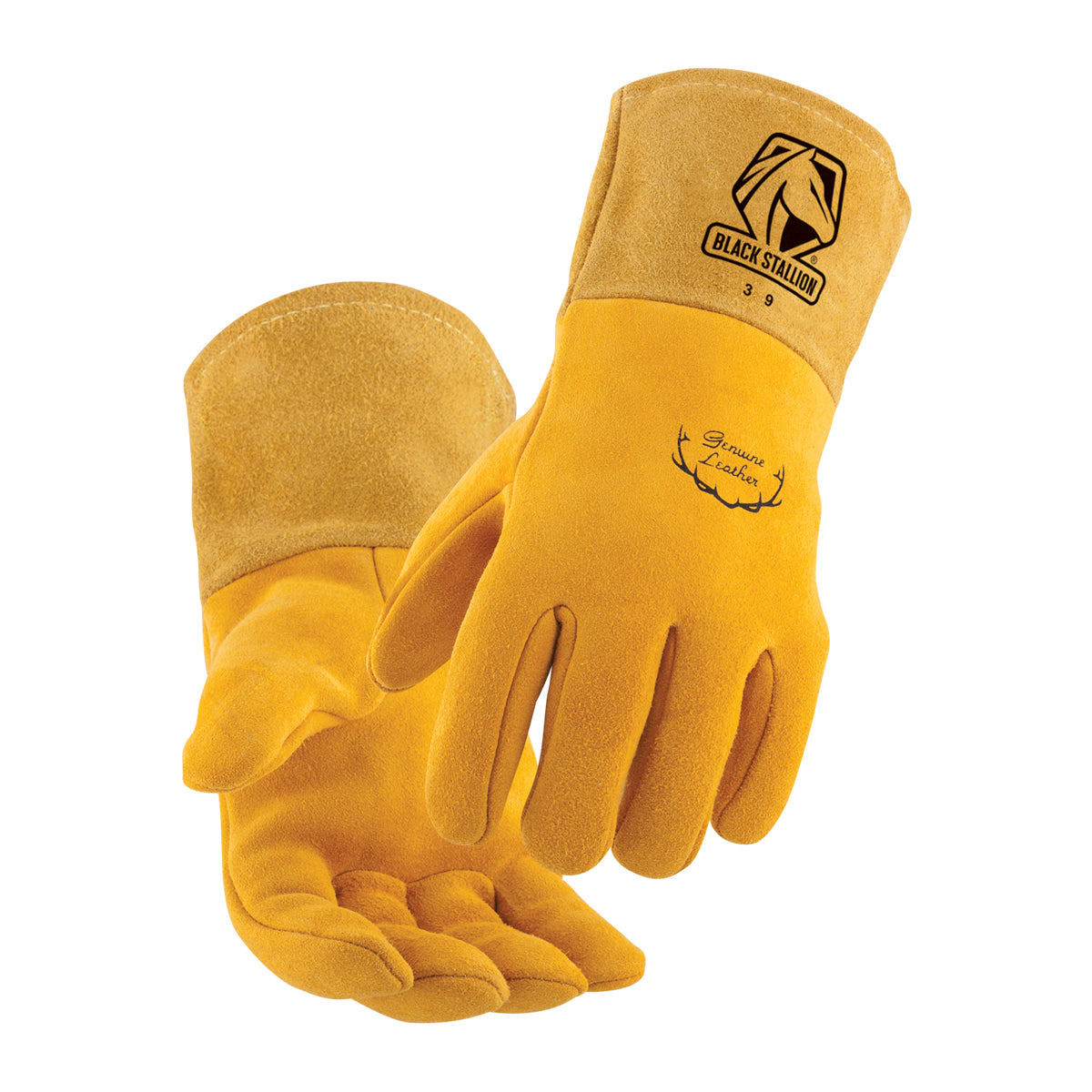 Black Stallion Heavy Reversed Grain Deer Skin Mig Welding Gloves - 39