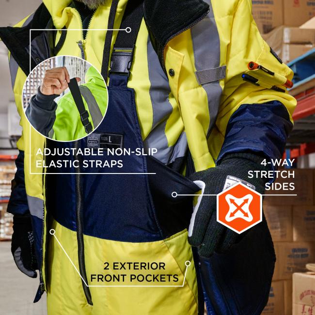 N-Ferno 6479 Hi-Vis Freezer Bib Overalls - Class E