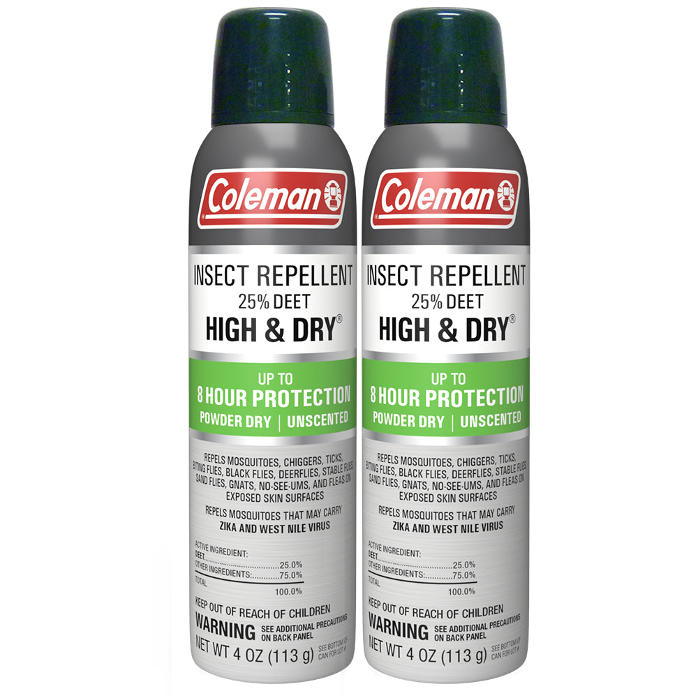 Coleman 25% HIGH & DRY Deet - 4oz. Aerosol TWIN PACK-eSafety Supplies, Inc