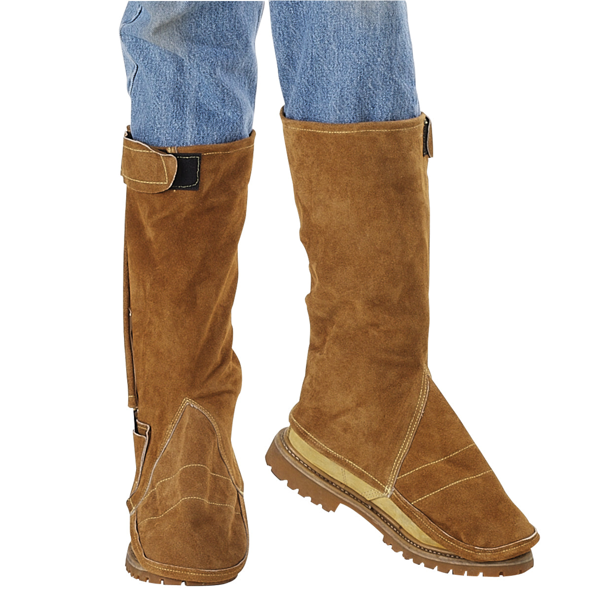 Black Stallion Split Cowhide Leggings with Metal Side Bar Support - 92CL