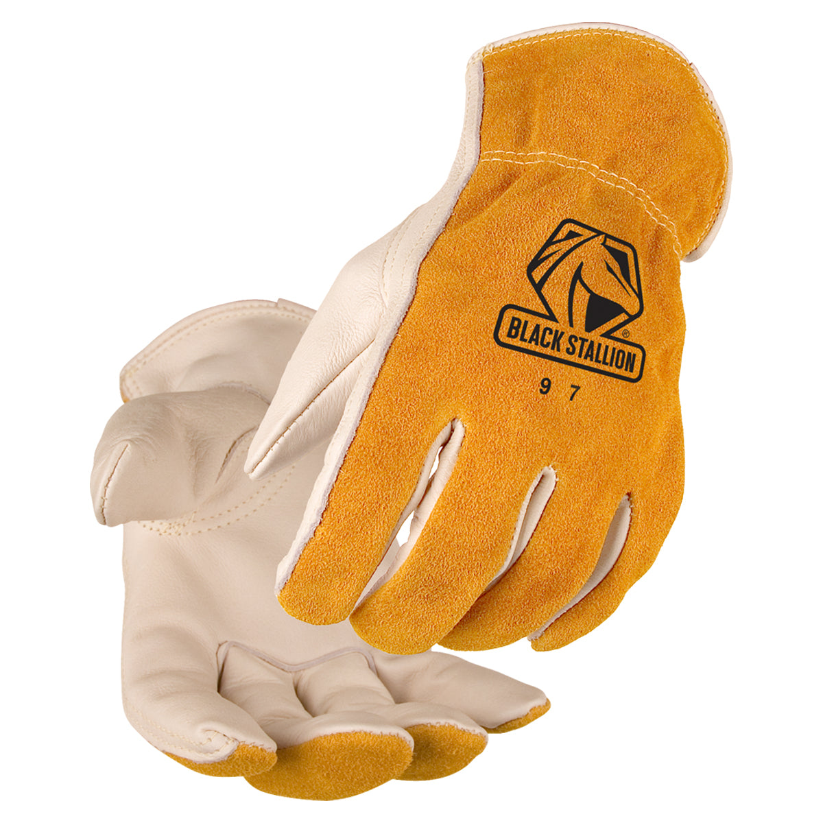 Black Stallion Grain Cowhide Palm Drivers Glove with Cotton Stitching - 97