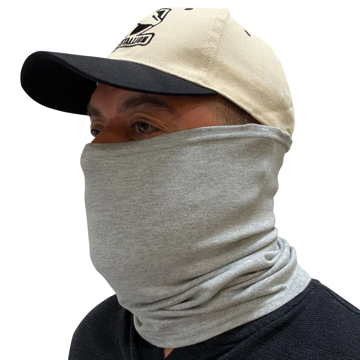 Black Stallion 7 Oz. Fr Cotton Neck Gaiter Gray - AH1565-GY