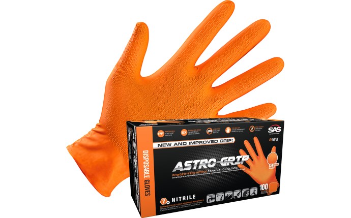 Astro Grip Powder-free 7 mil Nitrile Orange Hi-Visibility Glove - Case