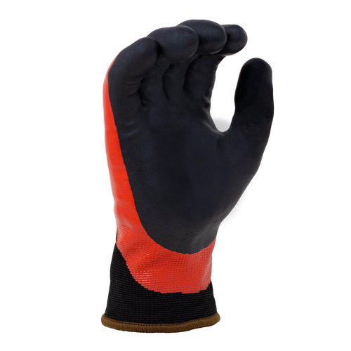 Double Dipped, Fully coated Nitrile, Black Foam Nitrile palm coated, 13 gauge HDPE shell, 7 gauge Terry lined, ANSI A4 - Dozen