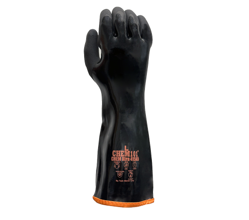 Task Gloves CHEM101® Chem Xtra - Black smooth Co-Polymer Fully coated, Black Sandy-Foam Co-Polymer palm coated, 15 Gauge Aramid+Stainless Steel liner, ANSI Cut A5, 15" Length - Dozen