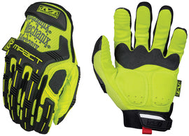 Mechanix Wear® Hi-Vis Yellow Hi-Vis M-Pact® Synthetic Leather And TrekDry® Full Finger Anti-Vibration Gloves With Hook And Loop Cuff