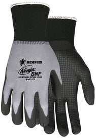 MCR Safety Ninja® BNF 15 Gauge Black Nitrile Palm Coated Work Gloves With Gray Nylon And Spandex Liner And Knit Wrist Cuff