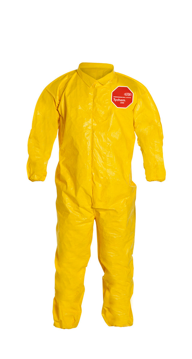 DuPont Yellow Tychem® 2000, 10 mil Chemical Protective Coveralls With Elastic Wrists And Ankles