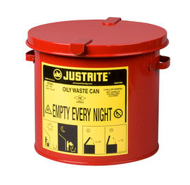 Justrite® 2 Gallon Red Galvanized Steel Oily Waste Can