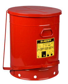 Justrite® 21 Gallon Red Galvanized Steel Oily Waste Can