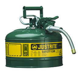 Justrite® 2 1/2 Gallon Green AccuFlow™ Galvanized Steel Safety Can