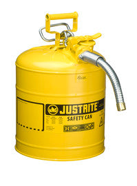 Justrite® 5 Gallon Yellow AccuFlow™ Galvanized Steel Safety Can