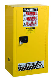Justrite® 15 Gallon Yellow Sure-Grip® EX 18 Gauge Cold Rolled Steel Safety Cabinet
