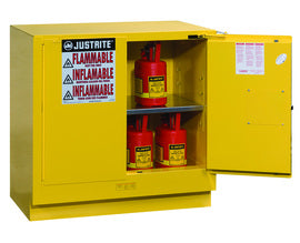 Justrite® 22 Gallon Yellow Sure-Grip® EX 18 Gauge Cold Rolled Steel Safety Cabinet
